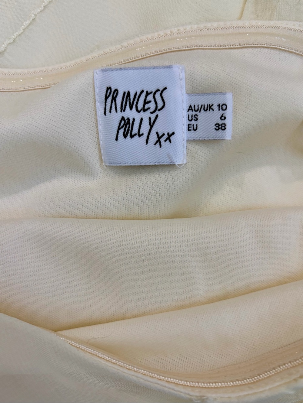 Princess Polly Cream Strapless Ruffle Maxi Dress Size 6 - Picture 6 of 8